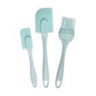 Set Of 3: Silicone Spatula + Cooking Oil Brush (various Designs) 3 Pcs - Blue - One Size