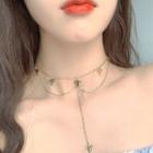 Alloy Bow Layered Choker Necklace Gold - One Size