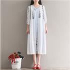 3/4-sleeve Embroidery Long Top