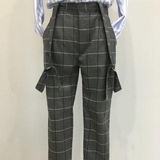 Windowpane Check Jumper Pants