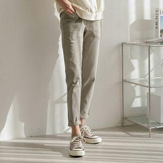 Drawstring Patch-pocket Baggy Pants