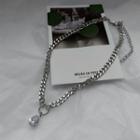 Bow Rhinestone Alloy Bracelet Necklace - Rhinestone - Silver - One Size