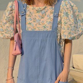 Puff-sleeve Floral T-shirt