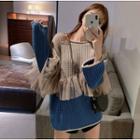 Lace-trim Colorblock Loose-fit Sweater