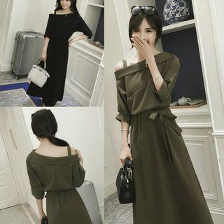 One-shoulder Short-sleeve Maxi Dress