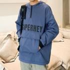 Lettering Print Half-zip Hoodie