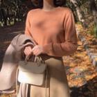 Plain Crew-neck Sweater / Midi A-line Skirt / Set