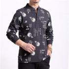 Chinese Character Print Long Sleeve Top