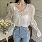 Puff-sleeve Blouse Blouse - White - One Size