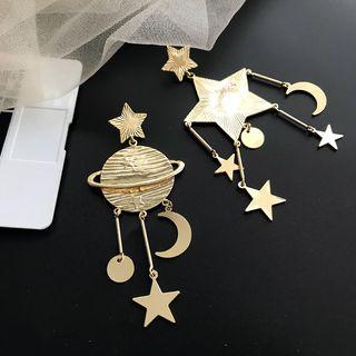 Alloy Planet Moon & Star Fringed Earring 1x3b7 - One Size