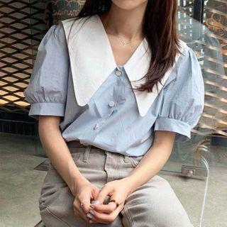 Peter Pan Collar Puff Sleeve Blouse