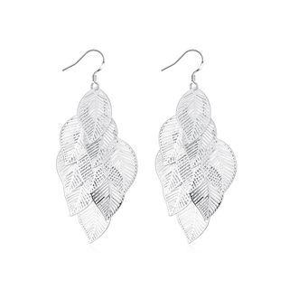 Fashion Leaf Earrings Silver - One Size