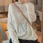 Pointelle Knit Top Off-white - One Size