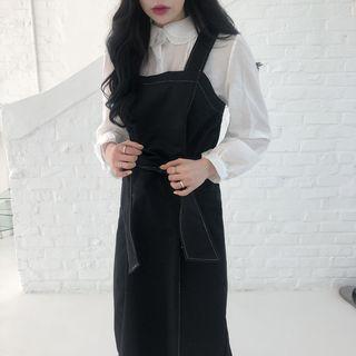 Tie-waist Jumper Dress Black - One Size