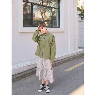Epaulette Drawstring-hem Oversized Safari Jacket