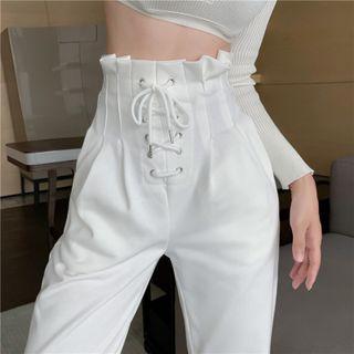 Lace Up Cropped Harem Pants