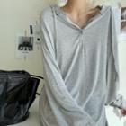 Half-placket Maxi Hoodie Dress Gray - One Size