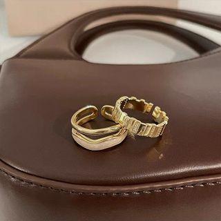 Glaze Layered Alloy Ring / Rhinestone Alloy Ring / Set