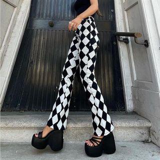 Print High Waist Bootcut Pants