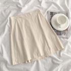 High-waist Plain Skirt Almond - One Size