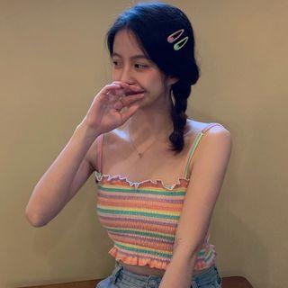 Striped Cropped Camisole Top Stripes - Multicolors - One Size