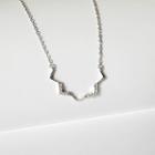 925 Sterling Silver Rhinestone Wavy Necklace Silver - One Size