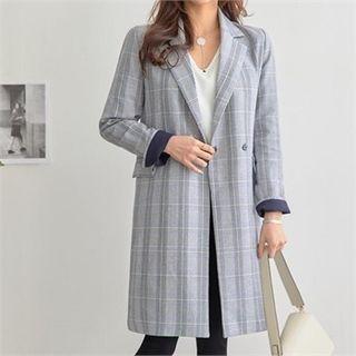 Snap-button Glen-plaid Coat