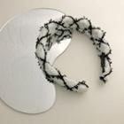 Fabric Plaid Headband White & Black - One Size