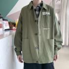 Lettering Button-up Cargo Jacket