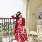 Floral A-line Sleeveless Dress Red - Xs