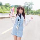 Lace Up Denim Short Dungaree