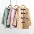 Cartoon Embroidered Hooded Toggle Coat