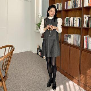 Sleeveless Woolen Mini Pleat Dress
