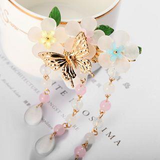 Retro Acrylic Bead Butterfly Hair Clip