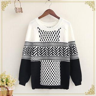 Patterned Panel Sweater