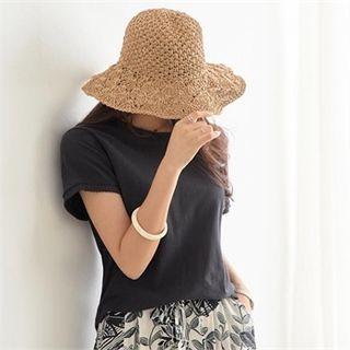 Lace-edge Cotton T-shirt