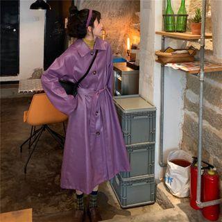Faux-leather Coat Purple - One Size