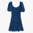 Puff-sleeve Ruched Mermaid Dress