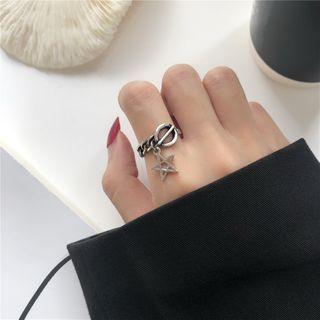 Star Chunky Chain Alloy Ring 1 Pc - Star Chunky Chain Alloy Ring - Silver - One Size