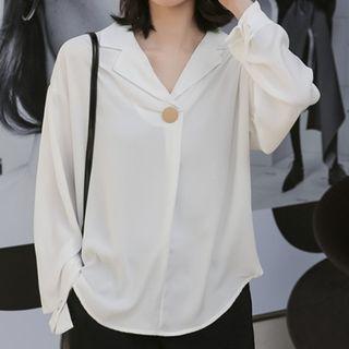 Notch Lapel Single-button Blouse