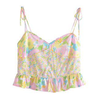 Floral Ruffled Crop Camisole Top