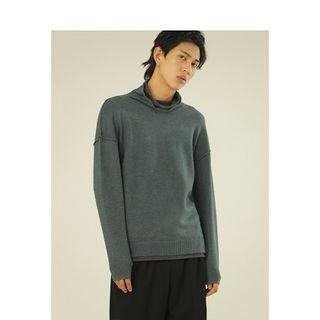 Mock Two Piece Turtle-neck Sweater
