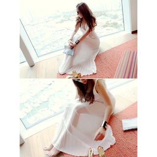Pleated Chiffon Maxi Dress