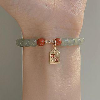 Chinese Characters Pendant Agate Bead Bracelet