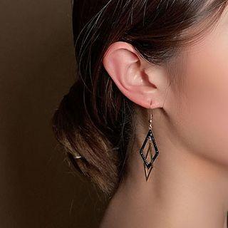 Alloy Rhombus Dangle Earring 1 Pair - Silver & Black - One Size