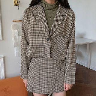 Checked Cropped Jacket