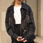 Plaid Zip Jacket With Lining - As Shown In Figure - One Size