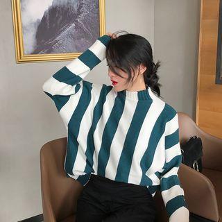 Striped Mock-neck Sweater