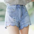 Scallop Trim Denim Shorts