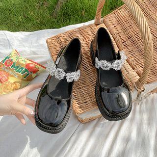 Embellished Faux Leather Mary Jane Shoes